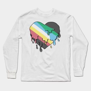 Disability pride flag melting heart Long Sleeve T-Shirt